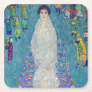 Posavasos Cuadrado De Papel Retrato de Elisabeth Lederer, Gustav Klimt