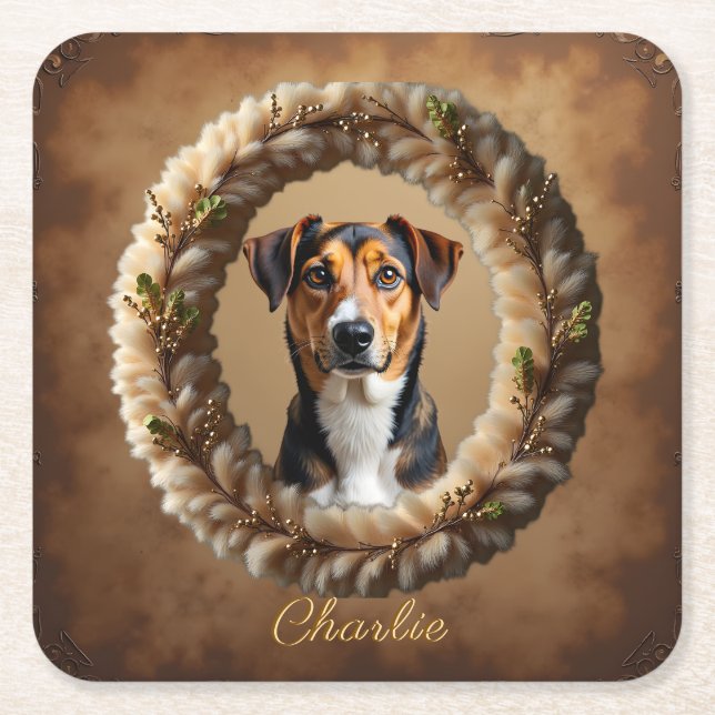 Posavasos Cuadrado De Papel Retrato de Mascota Personalizado – Simplemente Sub (Anverso)