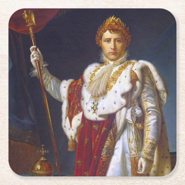 Posavasos Cuadrado De Papel Retrato de Napoleón Bonaparte, Francois Gérard (Anverso)