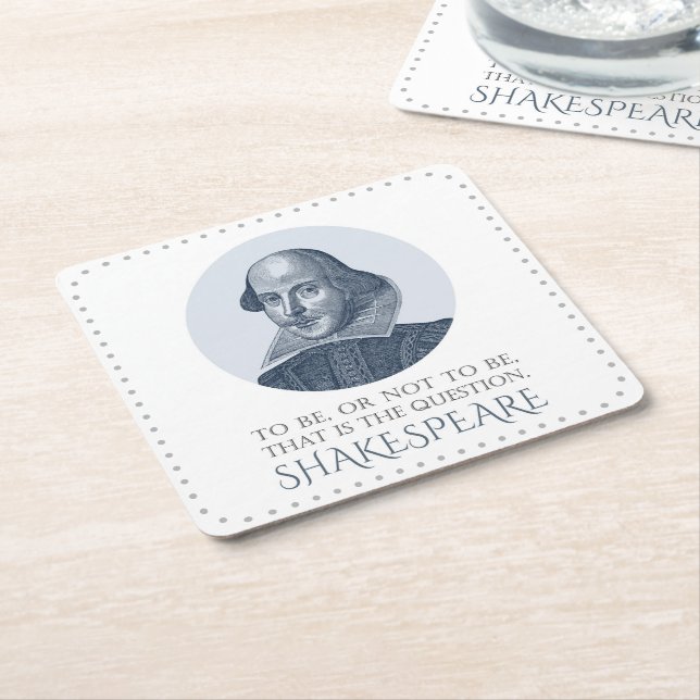 Posavasos Cuadrado De Papel Retrato de Shakespeare con ser o no ser citado (En perspectiva)