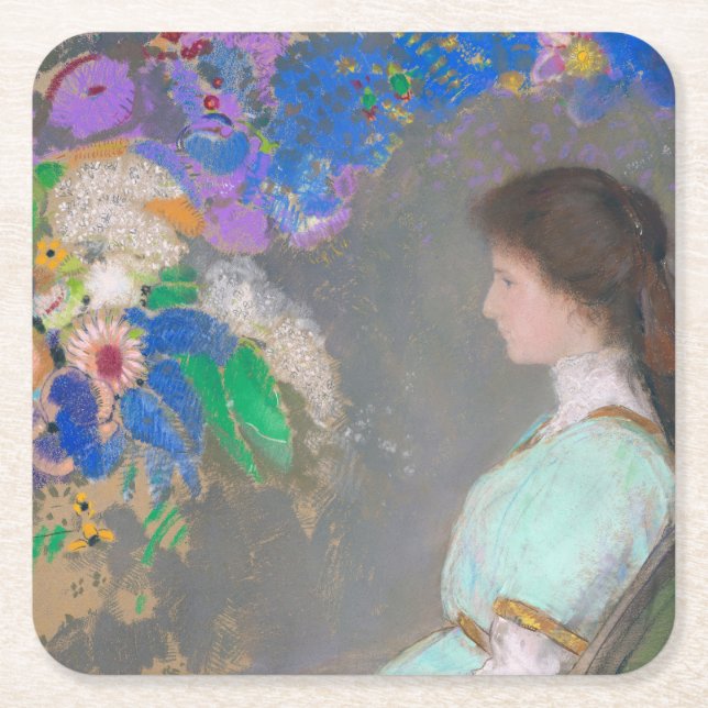 Posavasos Cuadrado De Papel Retrato de Violette Heymann, Redon (Anverso)