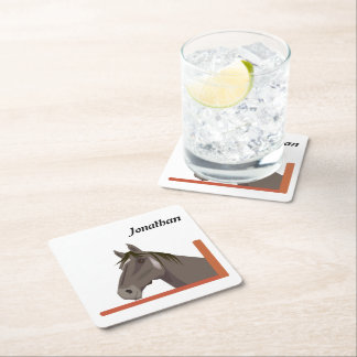 Posavasos Cuadrado De Papel Retrato Gray Horse