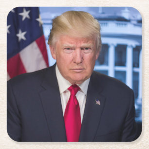 Posavasos Cuadrado De Papel Retrato presidencial oficial de Donald Trump