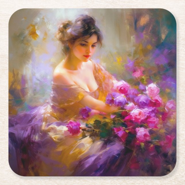 Posavasos Cuadrado De Papel Retrato sensual (Anverso)