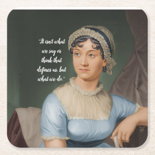 Posavasos Cuadrado De Papel retrato y cita de Jane Austen