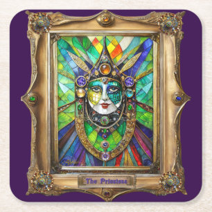 Posavasos Cuadrado De Papel Retratos reales del Mardi Gras - La sacerdotisa