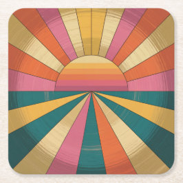 Posavasos Cuadrado De Papel Retro 70 Sunset Coaster Set