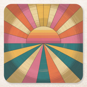 Posavasos Cuadrado De Papel Retro 70 Sunset Coaster Set