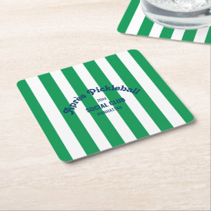 Posavasos Cuadrado De Papel Retro Après Pickle Ball Social Club Raya Verde