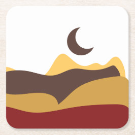 Posavasos Cuadrado De Papel Retro Boho Moon