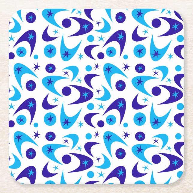 Posavasos Cuadrado De Papel Retro Boomerangs (Anverso)