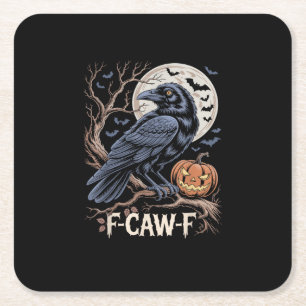 Posavasos Cuadrado De Papel Retro F-Caw-F Pájaro Cuervo Divertido Cuervo Pájar