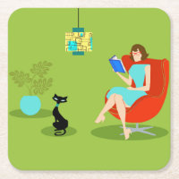 Retro leyendo la escoria de papel de la mujer