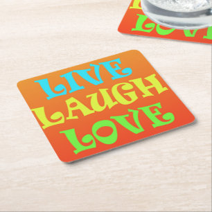 Posavasos Cuadrado De Papel Retro Live Lauren Love Square