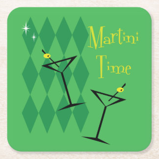 Posavasos Cuadrado De Papel Retro Martini