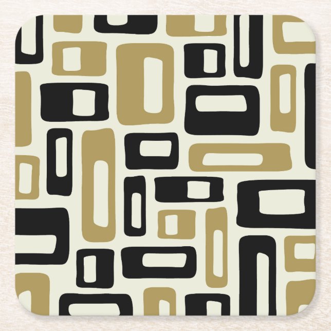 Posavasos Cuadrado De Papel Retro Mid Century Moderno (Anverso)