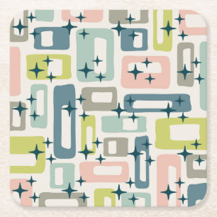 Posavasos Cuadrado De Papel Retro Mid Century Moderno