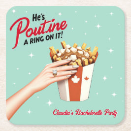 Posavasos Cuadrado De Papel ¡Retro Poutine un anillo! Montreal Bachelorette