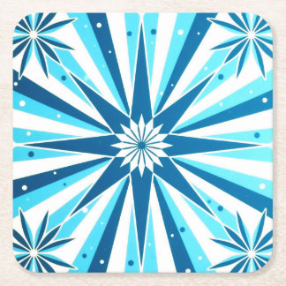 Posavasos Cuadrado De Papel Retro Style Blue Starburst Paper Coaster