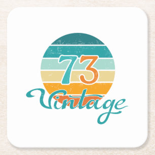 Posavasos Cuadrado De Papel Retro Sunset 73 Vintage Distressed