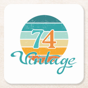 Posavasos Cuadrado De Papel Retro Sunset 74 Vintage Distressed