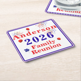 Posavasos Cuadrado De Papel Reunión patriótica familiar