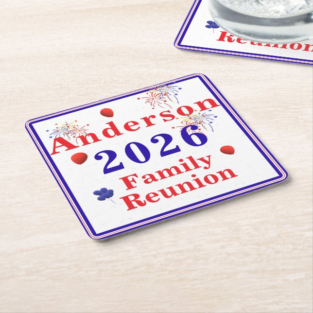 Posavasos Cuadrado De Papel Reunión patriótica familiar (En perspectiva)