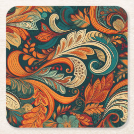 Posavasos Cuadrado De Papel Revestimiento de remolino de paisley