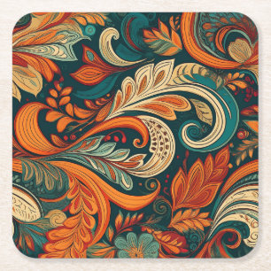 Posavasos Cuadrado De Papel Revestimiento de remolino de paisley