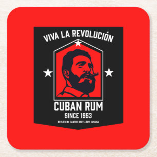 Posavasos Cuadrado De Papel Revolución de los bebedores de ron libre cubanos