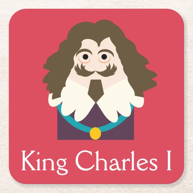 Posavasos Cuadrado De Papel Rey Carlos I de Inglaterra y Escocia (Anverso)