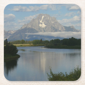 Posavasos Cuadrado De Papel Río Jackson Hole en el Parque Nacional de Grand Te