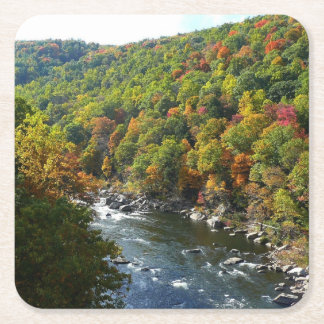 Posavasos Cuadrado De Papel Río Ohiopyle en otoño II en Pensilvania