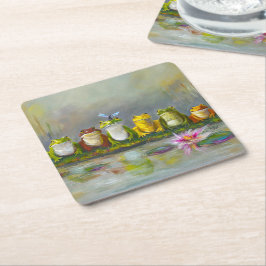 Posavasos Cuadrado De Papel Río Ribbit