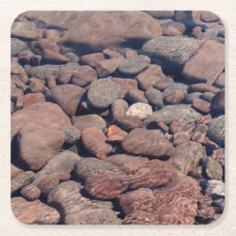 Posavasos Cuadrado De Papel Rípedos y rocas en la costa norte, lago Superior