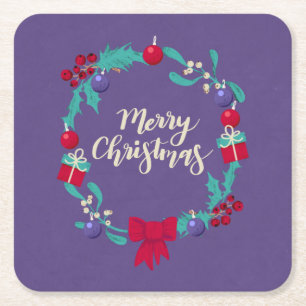Posavasos Cuadrado De Papel Riqueza de los navidades