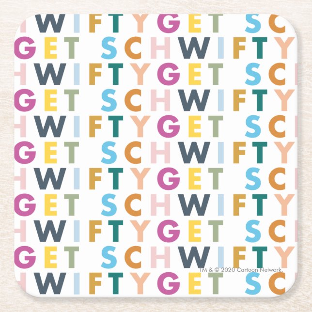 Posavasos Cuadrado De Papel RIQUEZA Y MORTY™| Obtener Schwifty (Anverso)