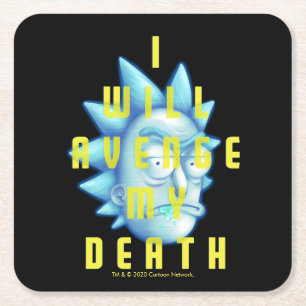 Posavasos Cuadrado De Papel RIQUEZA Y MORTY™ Venceré mi muerte