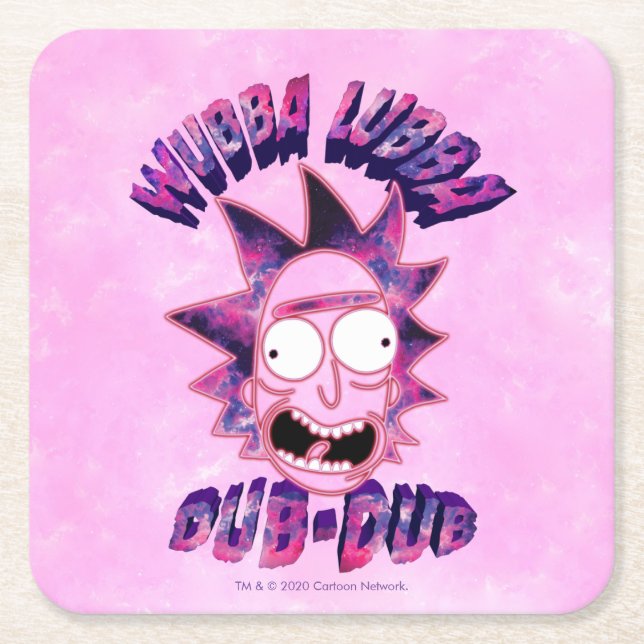Posavasos Cuadrado De Papel RIQUEZA Y MORTY™| Wubba Lubba Dub-Dub (Anverso)