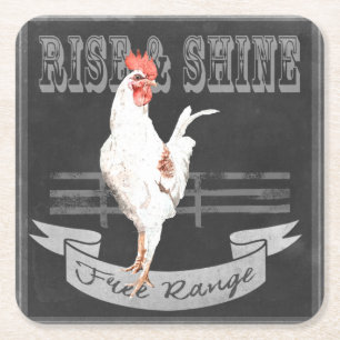 Posavasos Cuadrado De Papel Rise & Shine Rooster