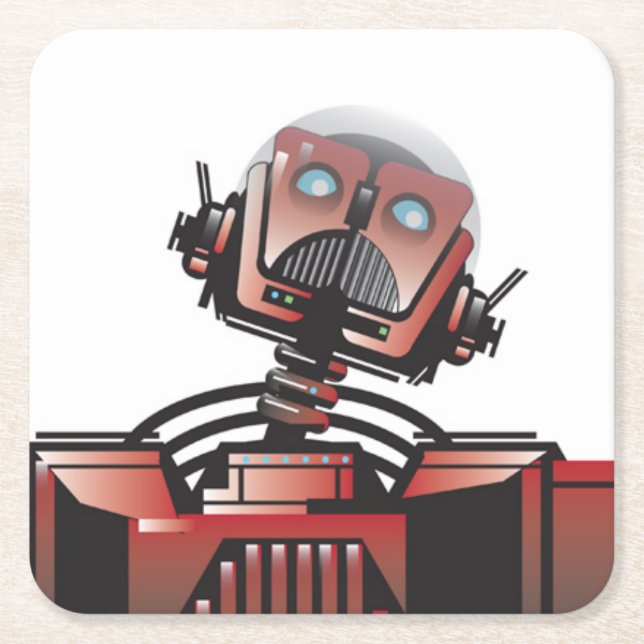 Posavasos Cuadrado De Papel Robbie el práctico de costa del robot (Anverso)