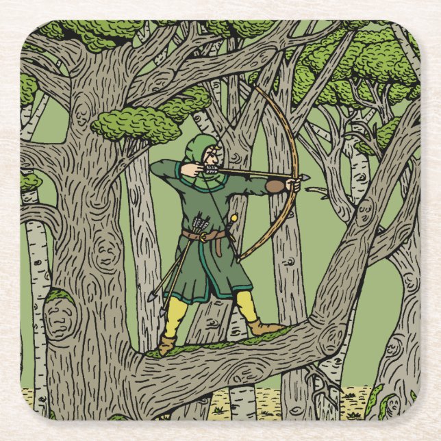 Posavasos Cuadrado De Papel Robin Hood (Anverso)