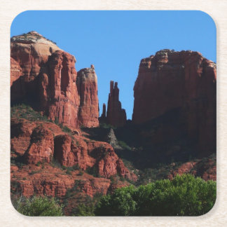 Posavasos Cuadrado De Papel Roca catedral en el Monumento a Sedona Arizona
