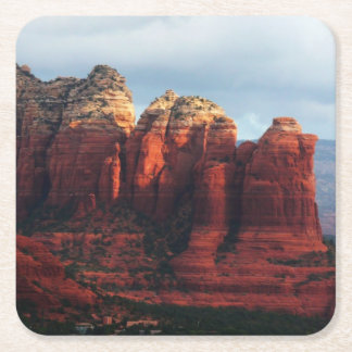 Posavasos Cuadrado De Papel Roca de café nublado en Sedona Arizona