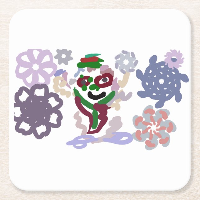 Posavasos Cuadrado De Papel roca invernal Yeti (Anverso)