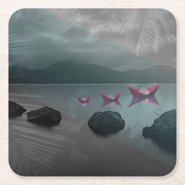 Posavasos Cuadrado De Papel Rocas (Anverso)