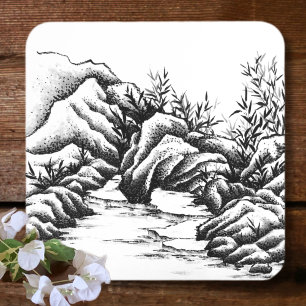 Posavasos Cuadrado De Papel Rocas
