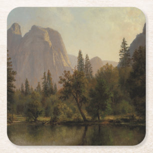 Posavasos Cuadrado De Papel Rocas de la Catedral, Valle Yosemite Albert Bierst