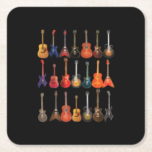 Posavasos Cuadrado De Papel Rock De Guitarra Y Roll Instrumentos Musicales Reg