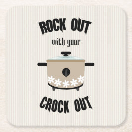 Posavasos Cuadrado De Papel Rock Out con tu Crock Out Beige Taupe
